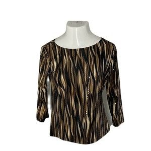 Carol Rose Women's Classy Blouse Shirt ~ Sz M  ~ Long Sleeve ~ Brown